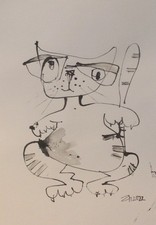 Cat grey original drawings