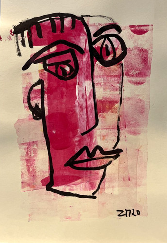 Woman portrait pink - , original