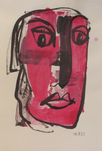 Woman portrait pink original